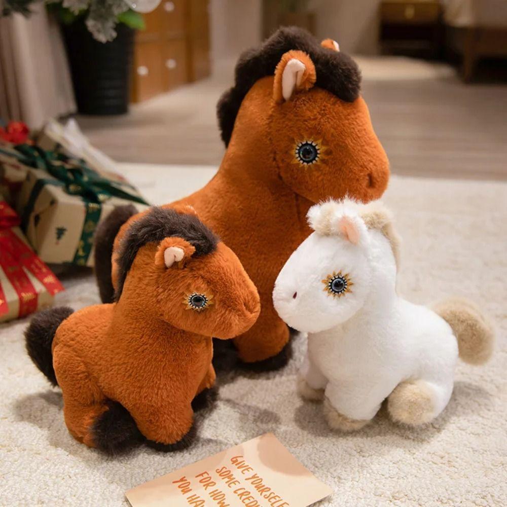 Big Mane Horse Plush Toys Stuffed Cartoon Horse Stuffed Toy Sitting Foal Plush Doll Kids Gift