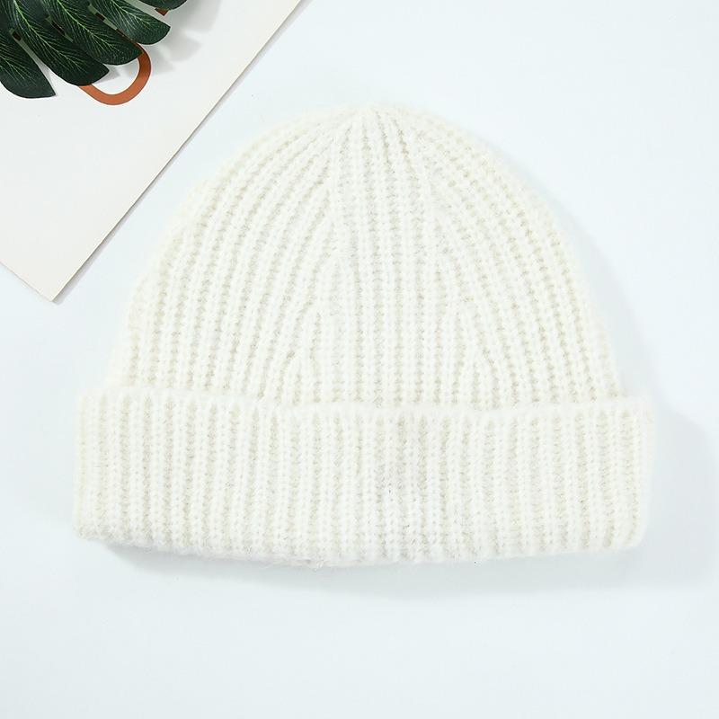 Outdoor Versatile Leisure Simple Solid Color Warm Including Wool Wool Knitted Hat Children Autumn and Winter Men's Cold Hat Tide