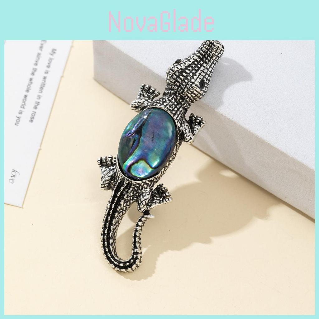 Shell Material Brooch Pin With Unique Crocodile Design For Handmade Jewelry And Collectors