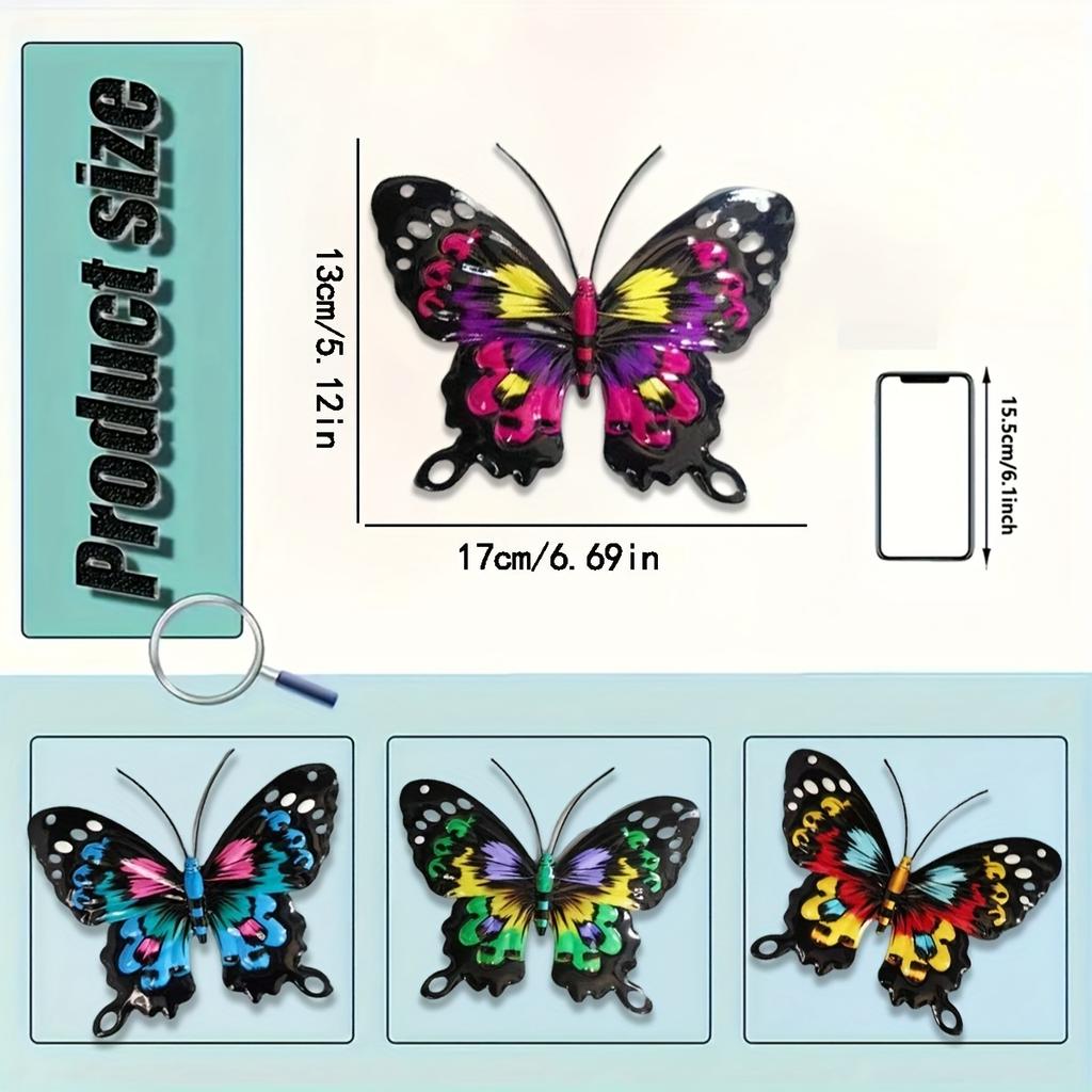 4-Pack Colorful Metal Butterfly Wall Art - Iron Pendulum Decor for Garden, Yar Balcony Outdoor Fence Art Decoration Ideal Gift