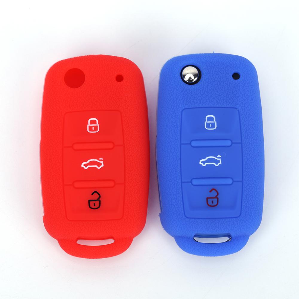 Silicone Rubber Key Fob Skin Cover Case For Vw Polo Golf 4 Mk5 6 Jetta Bora Beetle Tiguan Passat B5 B6 3 Button Remote Key