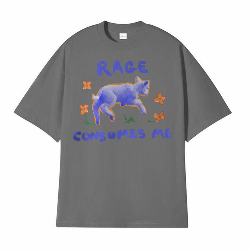 Rage Consumes Me Funny Lamb Unisex Tshirts Unisex Women Vintage Oversized Tshirt Summer Casual Classic 100 Cotton ONeck T Shirt