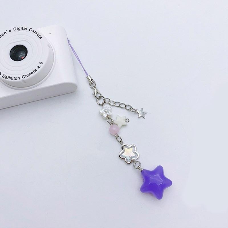 Cute Star Bead Tassels Pendant Phone Straps Lanyard Pocket Keychain Strap Backpack Charm Car Keys Decoration Chain