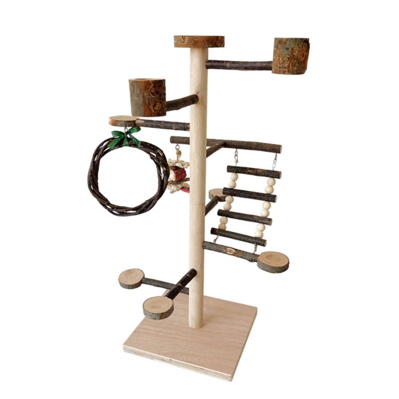 

Parrot Toy Birdcages Climbing Ladder & Swing Platform Entertainment Toy Wood Grinding Chewing Playstand Toy for Birdcages 1