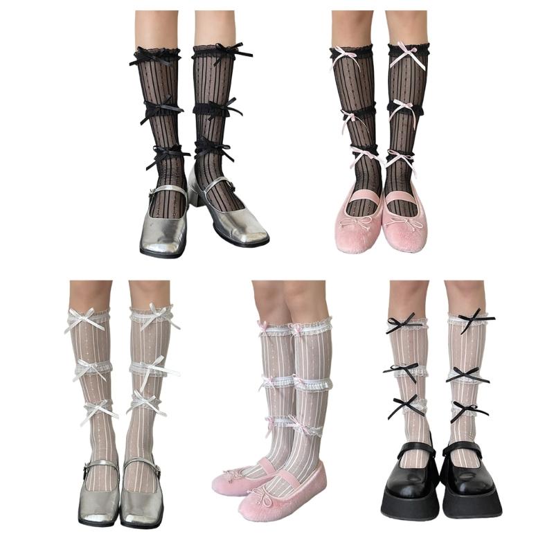 Sweet Lolita Calf Length Socks Soft Nylon Fabric Socks Breathable Socks Comfort Socks Perfect for Daily Wear and Cosplay