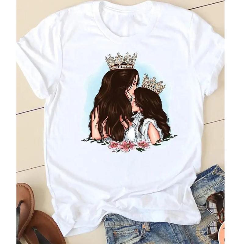 ZX TEE Sweet Love Mother Mama Mom Streetwear Fashion Girls T-Shirts Harajuku Clothes Short Sleeve Summer Tees Casual Female O-Neck Tops