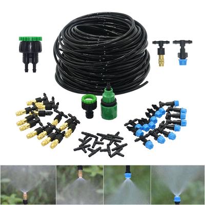 5M-30M Outdoor Misting Cooling System Garden Irrigation Watering 1/4'' Brass Atomizer Nozzles 4/7mm Hose for Patio Greenhouse