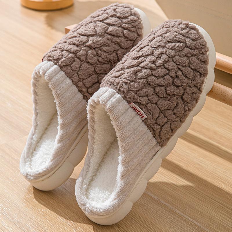 Plush cotton slippers women's winter home indoor home non-slip warm couple slippers wear thickened cotton shoes men
