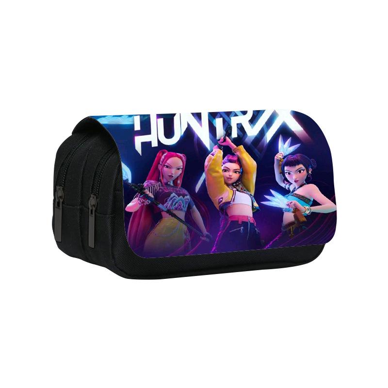 Huntrix Kpop studentský potisk dvouvrstvý penál Kpop lov na čarodějnice dívčí skupina dětský úložný stacionární box taška na tužky