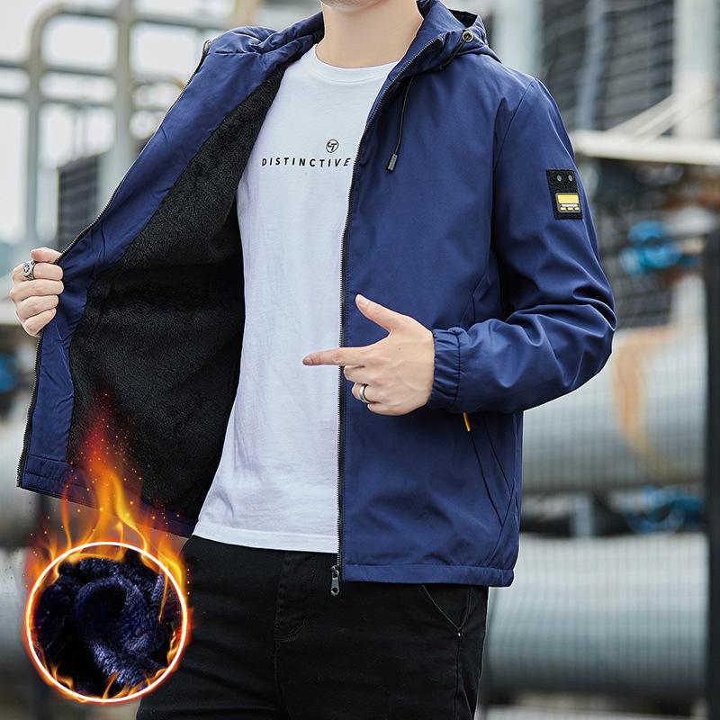 Men's jackets for autumn and winter, velvet thickening, trendy brand, handsome casual tops, internet celebrity men's clothing