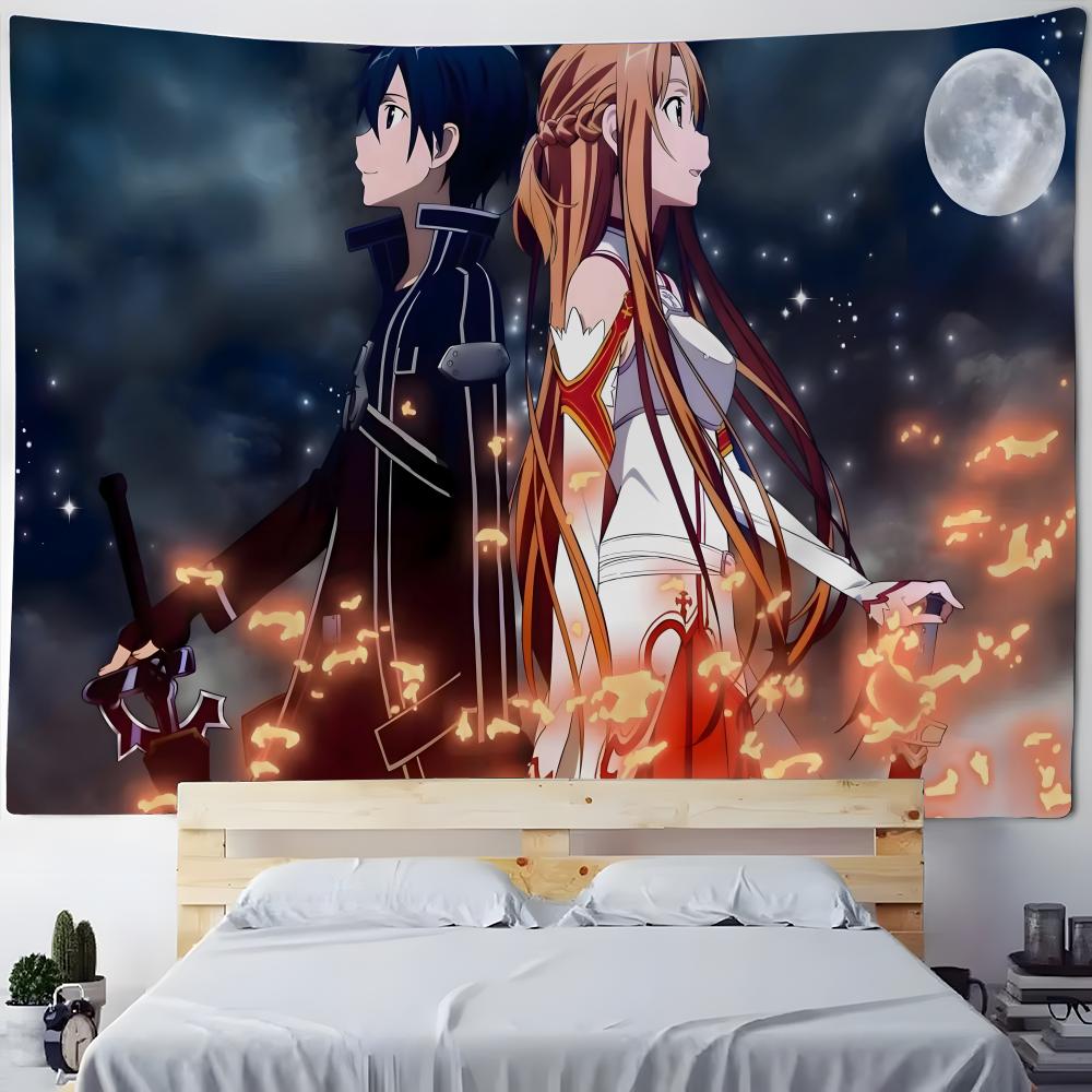 S-Sword Art Online Tapestry Anime Tapestry Wall Hanging Bohemian Wall Tapestries Mandala Home Decor Accessories