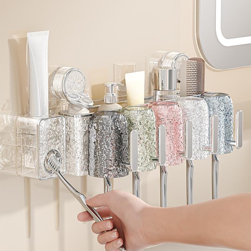 Suction Cup Toothbrush Rack, No Need for Drilling, Bathroom Toothbrush Rack, Wall-mounted Toothbrush Cup Rack, Toothbrush Cup Storage Rack
