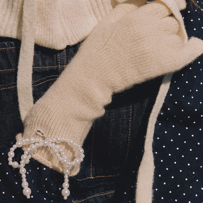 

Перчатки из жемчужной ленты, двусторонние (3color) Oatmeal