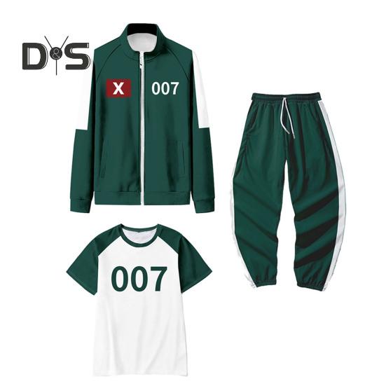 230 001 007 Tracksuit Cosplay Costume Korean Unisex Jacket Short Sleeve Top Jogging Pants 3 Piece Track Suit Set Masquerade Party Outfit
