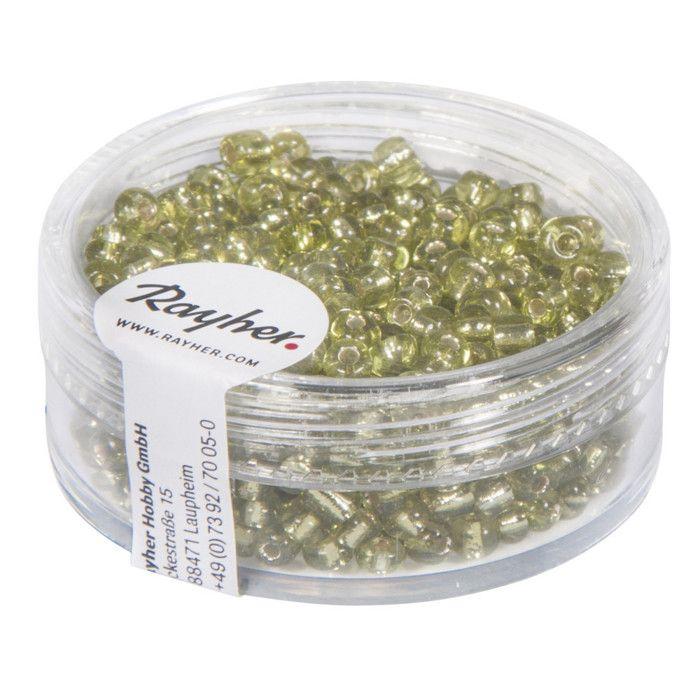 Perle rocaille garniture argentée Vert clair Ø2,6mm 16 g