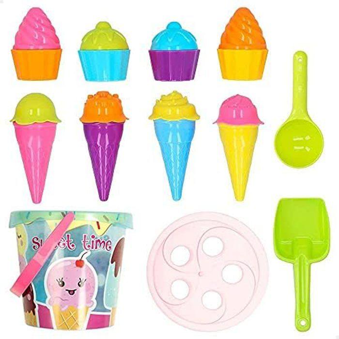 Jouet De Plage - COLORBABY - Seau 18 Cm - Moules Glaces - Multicolore - Plastique
