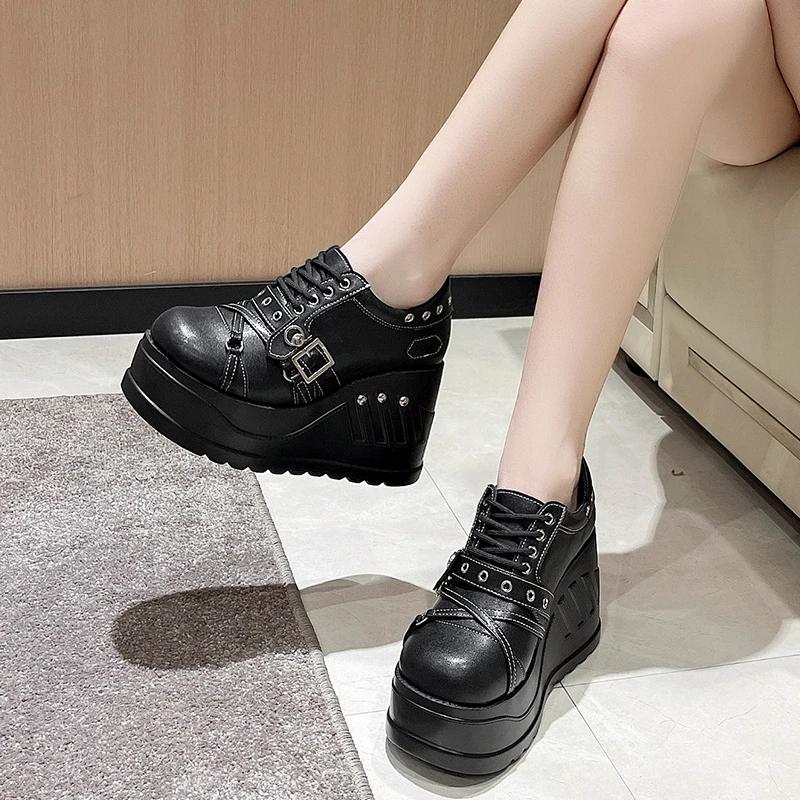 Punk Gothic Women Shoes  New Thick Sole Mary Jane Shoes Brand Wedge Shoes for Women High Heels Cosplay Designer Lolita Shoe
