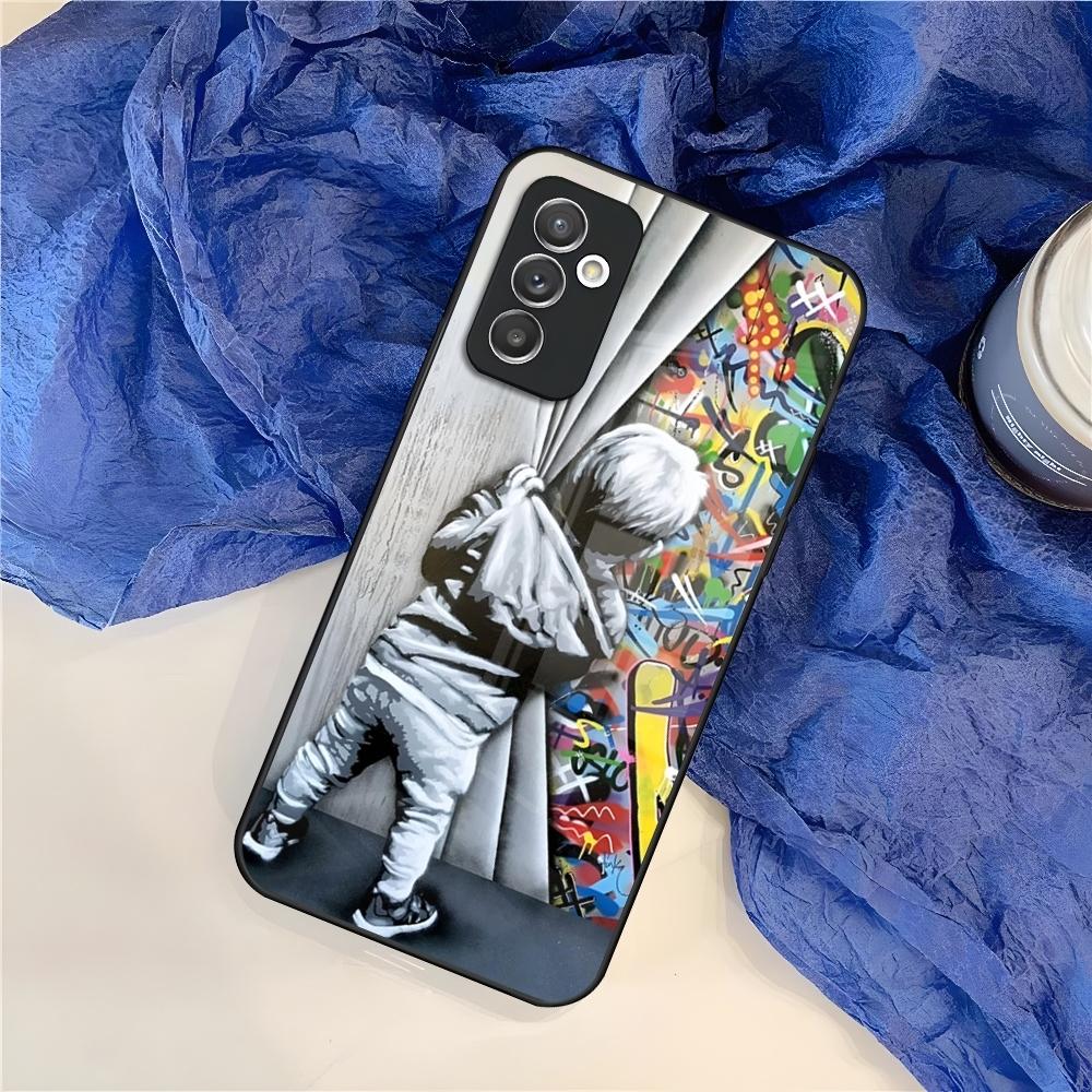 Street Art Banksy Graffiti Phone Case for Samsung Galaxy S25 S24 S30 S21 S23 S20 S22 Fe Note 20 Pro Edge Ultra Plus glass Cover
