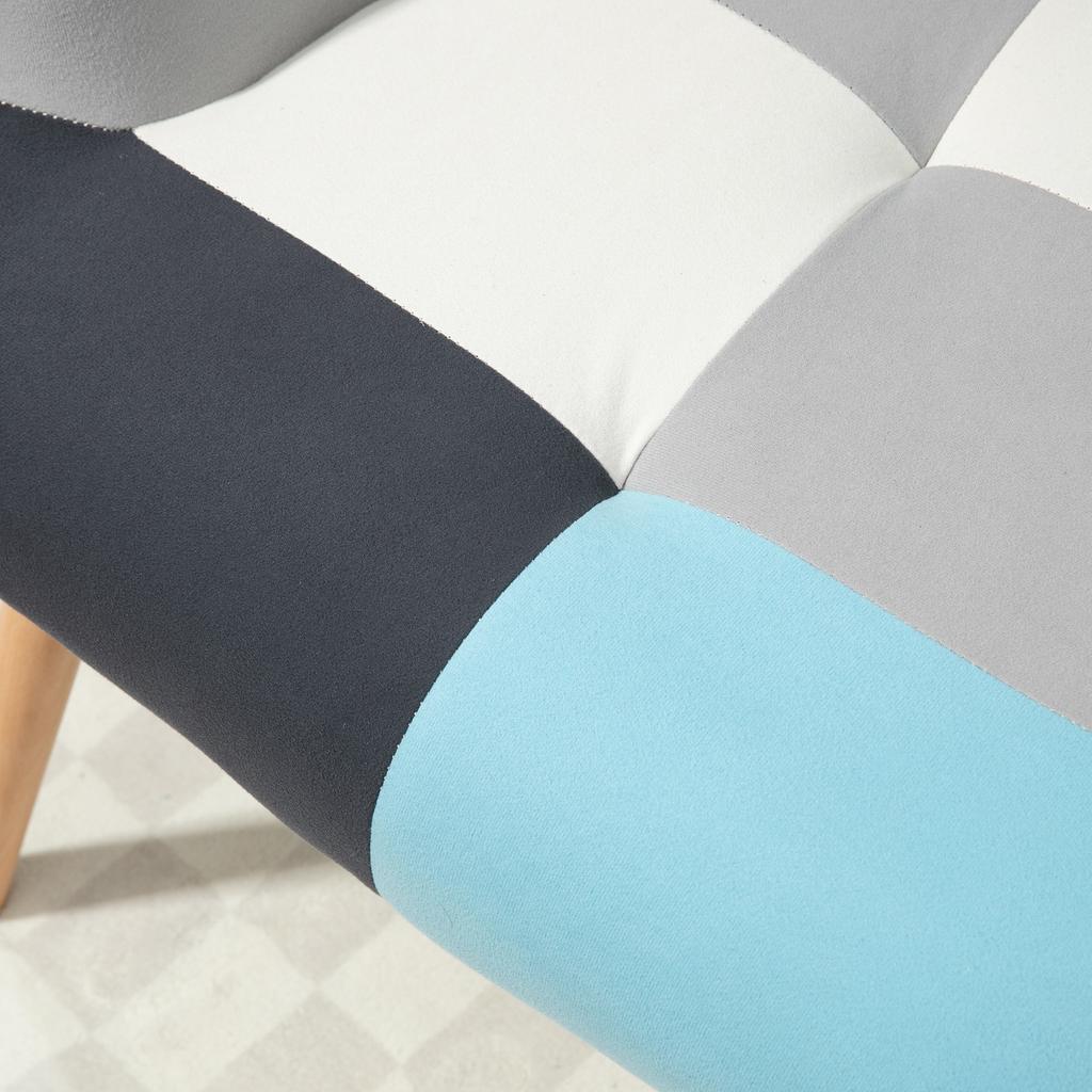 Bedroom Armchair In Tufted Velvet and Wooden Legs, 66x76x98cm, Multicolour