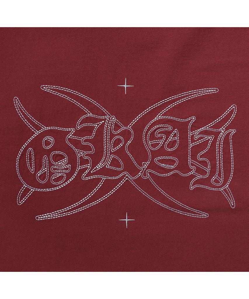 GAKKAI UNIONS Cutoff Stitch Short Sleeve T-Shirt Burgundy