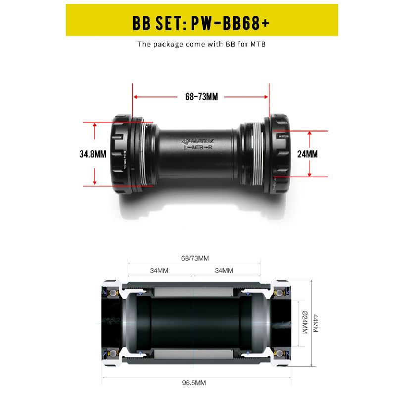 Prowheel Bicycle Bottom Bracket PW-BB68+ BB73 BB86 For MTB Mountain Road Bike Screw Type Crankset Central Axis Ultralight