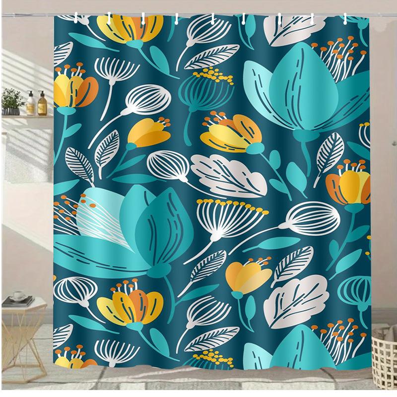 Cartoon Ice Cream Cake Washable Dirt-Resistant Shower Curtain Shower Head Waterproof Polyester Bath Curtain For Home Decor