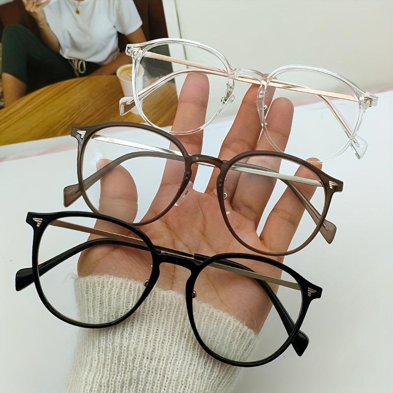 3PCS Ultra Light PC+metal Oval Small Fresh Anti Blue Light Glasses Fashionable and High-end Unisex