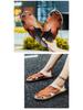 Plus Size Men's Breathable Leather Closed-Toe Sandals - Lightweight One-Strap Casual Beach Shoes