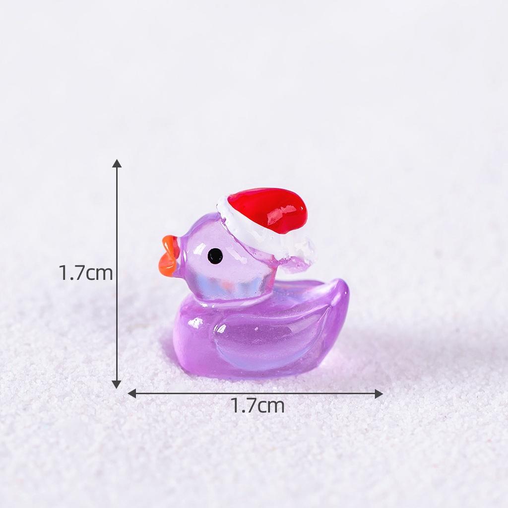 10 Teile/los Nette Leuchtende Weihnachten Ente Tier Miniaturen Mini Figur Glow in The Dark Fee Garten Dekoration Moos Terrarium Mikro landschaft