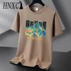 HNXC Cotton Short Sleeve T-shirt Men's Fashion Loose Half Sleeve Shirt Printed Compassionate Shirt
