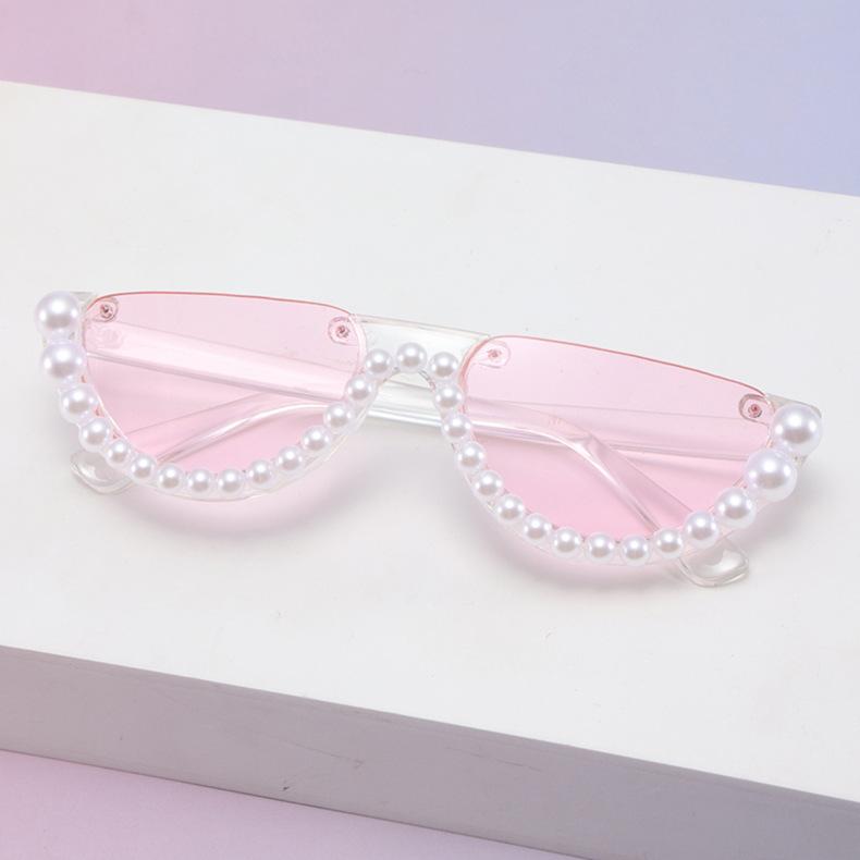 Love Sunglasses Heart-Shaped Pearl Sunglasses Women'S Candy-Colored Glasses Peach Heart Marine Slices Ins Cute