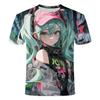2026 Hot Summer Hatsune Miku 2-dimensional Animation 3D Printed T-shirts for Young Men and Women Clothing Tops Trend