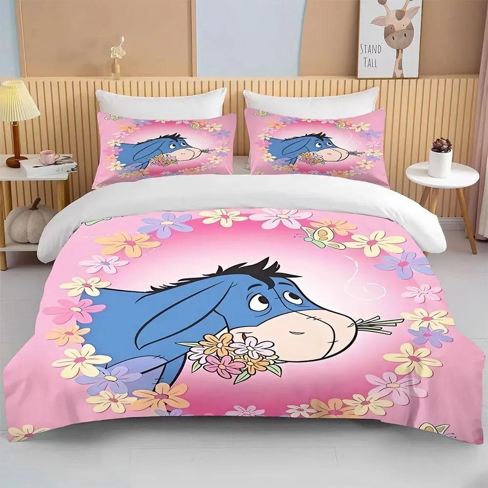 Winnie the Pooh Bear Bedding Sets Comforter Quilt Bed Cover Duvet Cover Pillow Case 2-3 Pieces Sets Kids Adult Size