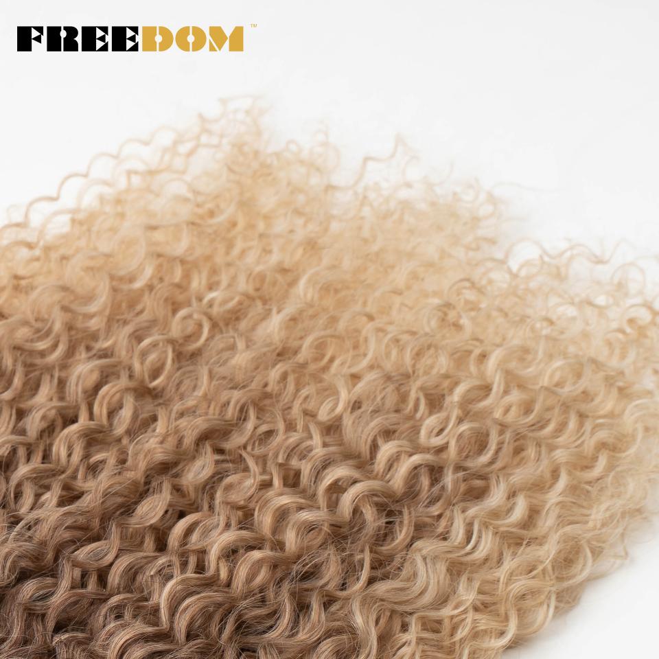 FREEDOM 22 24 26 Zoll Kinky Curly Synthetisches Haar Weave Extensions Ombre Braun Blond Hitzebeständige Faser Haarsträhnen