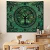 Tree of Life Tapestry, Green Mandala Boho Print Wall Hanging for Bedroom, Living Room, Dorm & Zen Home Decor