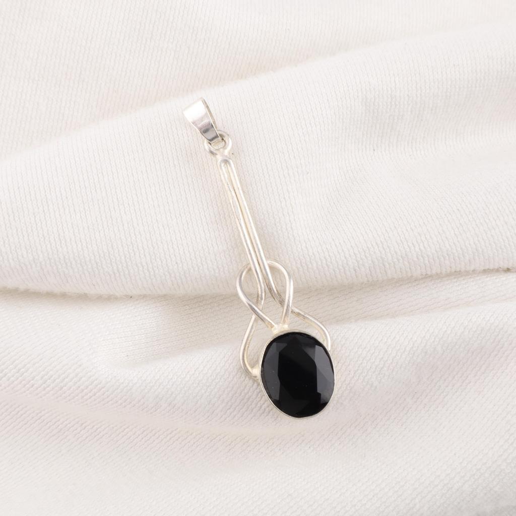 Black Onyx 925 Solid Sterling Silver Pendant, Handmade Gemstone Jewelry Pendant For Memorial Day