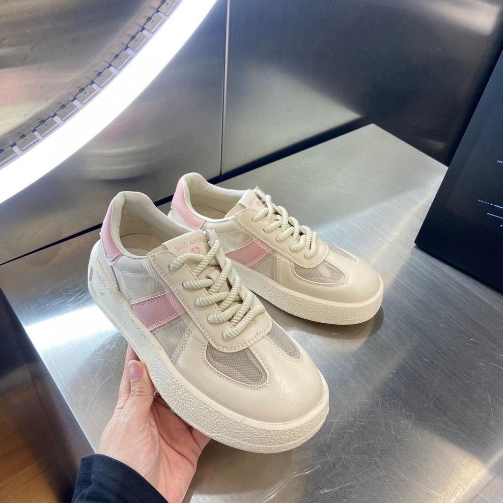 Frühling neue Damen Schuhe Mesh dicksohlige Muffin Schuhe erhöht kleine lässige Board Schuhe Schnürer atmungsaktiv