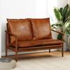 2-seater Sofa - Maison Exclusive - Genuine Leather - Solid Acacia Wood - Vintage Brown