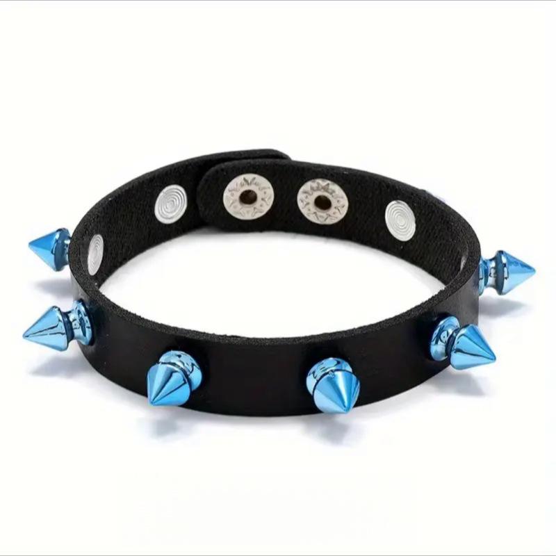 Fashion Colorful Spiked Rivet Leather Bracelet: Street Style Punk Jewelry for Couples