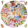 100Pcs Retro Flower Fruits Animals Stickers Cute Aesthetic Vinyl Waterproof Stickers Decals Scrapbook Laptop Bumper Computer