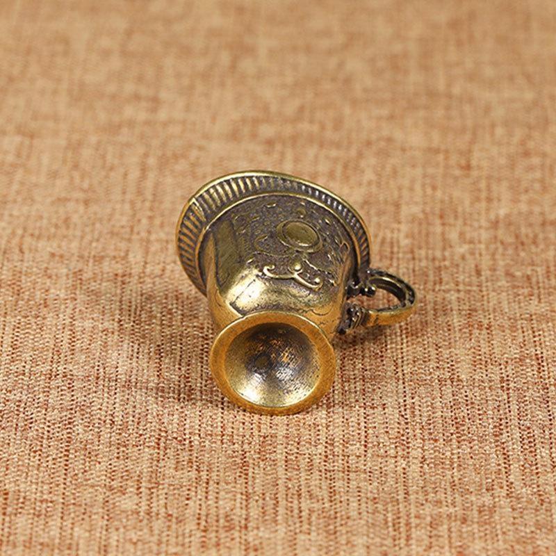 Anticient Royal Palace Mini Cup Ornament Trinket Antique Bronze Buddhist Holy Water Cup Figurine Brass Desktop Decoration