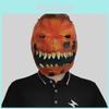 Masque d'Halloween Effrayant Tête de Citrouille Lumineuse en Latex Pour Fêtes Costumées et Festivals