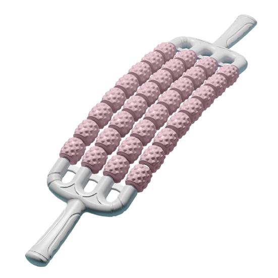 Muscle Roller 4-Row Body Muscle Wheels Bendable Manual Relaxation Tool 32 Leg Back Massage Roller розовый