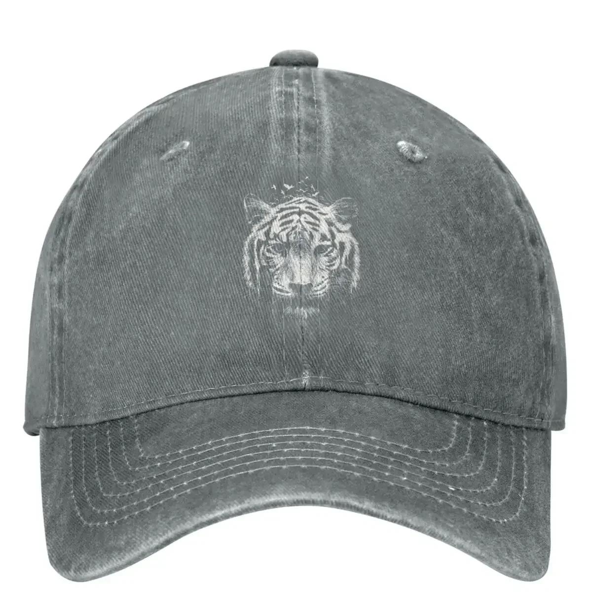 Tiger Head Baseball Cap White Print Trucker Hat Outdoor Classic Baseball Caps Adjustable