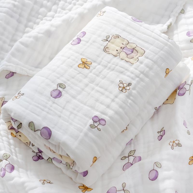 High-Density Six-Layer Pure Cotton Baby Bath Towel and Swaddling Blanket for Newborns and Children