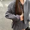 American Retro Short Hot Girl Dress High-end Design Baseball Uniform Coat for Women Autumn New All-match Gray