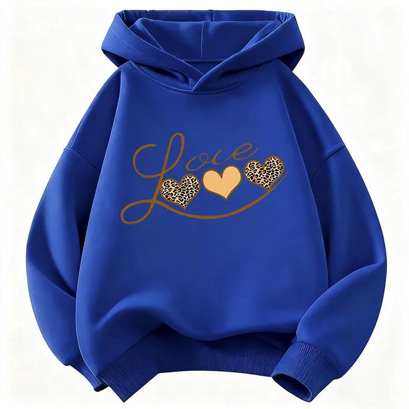Sweat à capuche imprimé cœur pour filles Sweat-shirt pour enfants Sweat à capuche mignon pour garçons et filles Automne Hiver Sweats à capuche décontractés