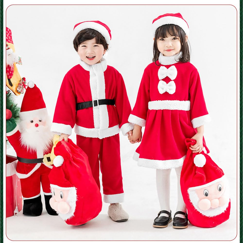 Lalapala Santa Cosplay Christmas Santa Claus Cute and Warm Kids Costume for Girls and Includes Hat and Perfect for Cultural School Stage and Christmas