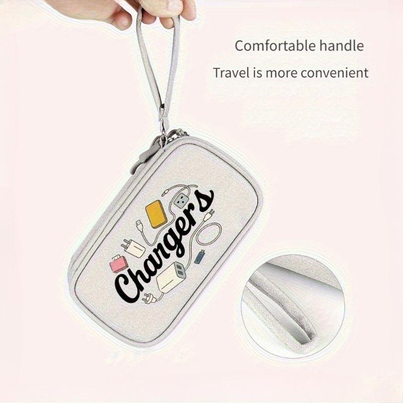 Cute Printed Chargers Organizer Bag Portable Travel Pouch for Cables Chargers Earphones Power Bank Storage