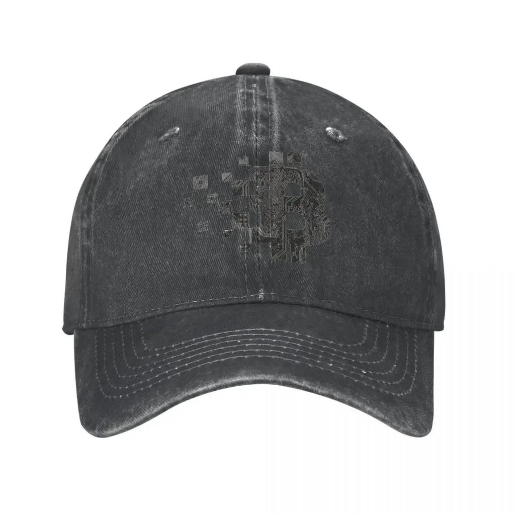 Bitcoin BLOCKCHAIN CIRCUIT BOARD Baseball Cap Vintage Distressed Washed Sun Cap Unisex Outdoor Summer Hats Cap